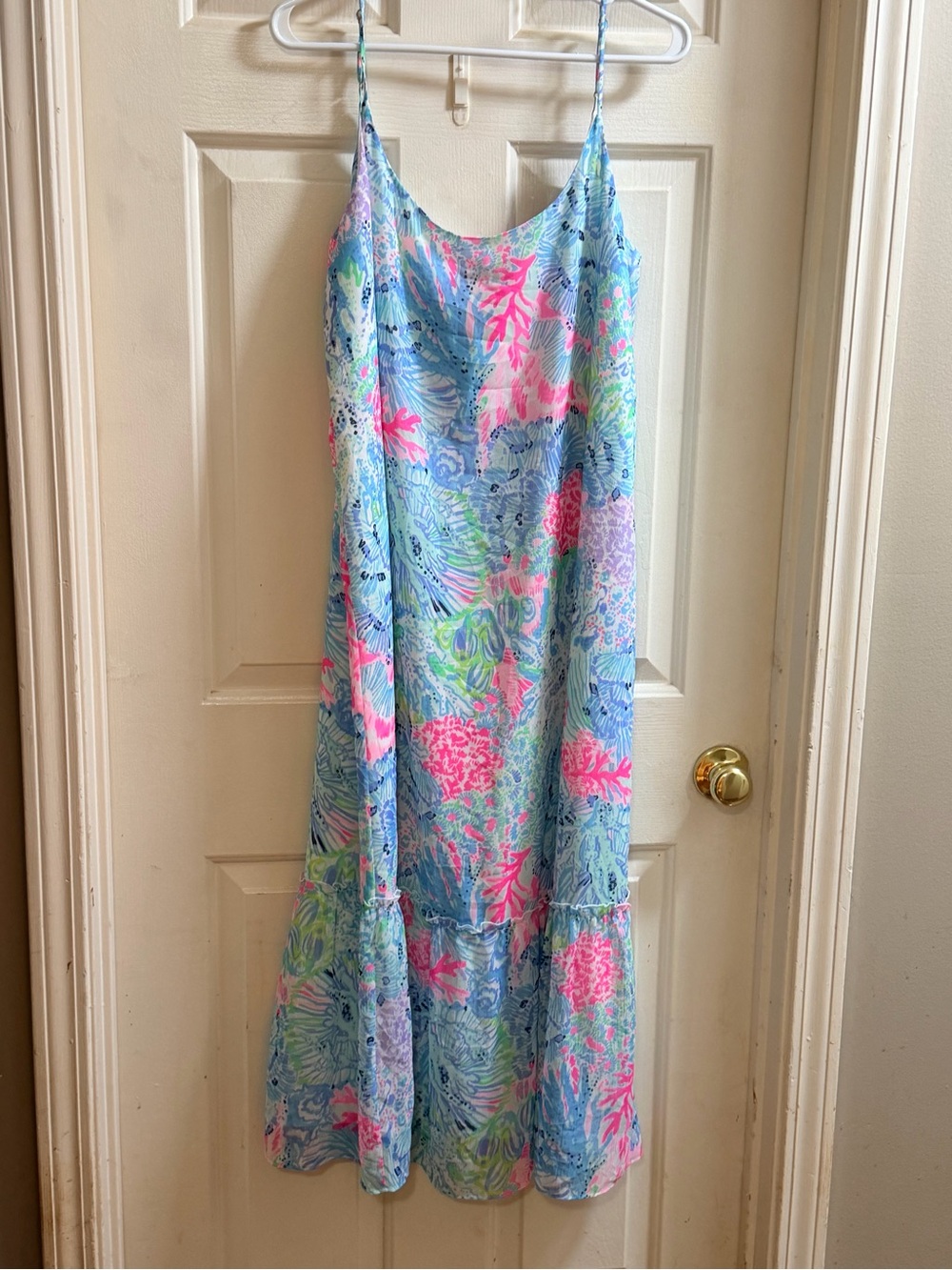 Lilly Pulitzer Blue Pink Green Floral Midi Dress